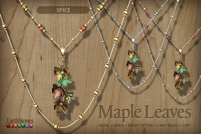 EarthStones Maple Leaves Necklace ~ Spice