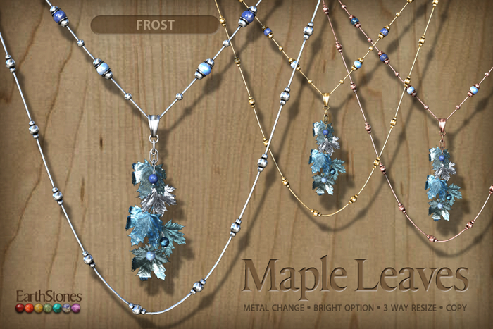 EarthStones Maple Leaves Necklace ~ Frost