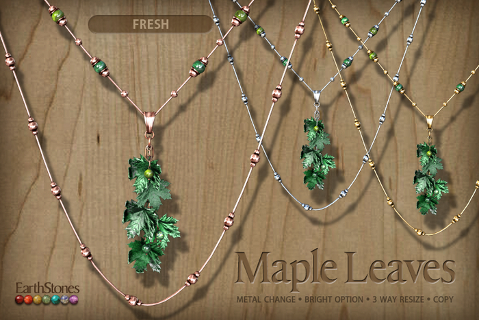 EarthStones Maple Leaves Necklace ~ Fresh