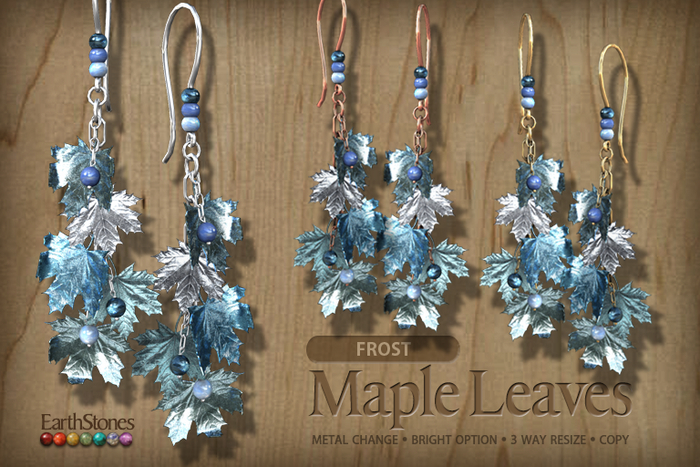EarthStones Maple Leaves Earrings ~ Frost