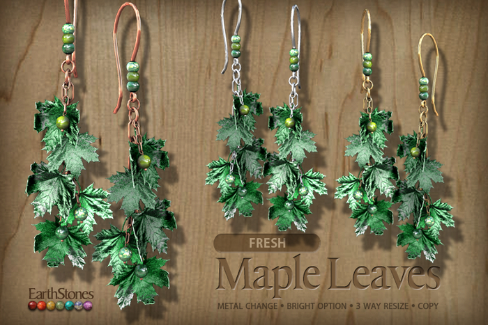 EarthStones Maple Leaves Earrings ~ Fresh