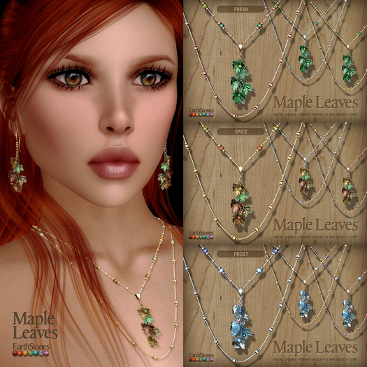 EarthStones Maple Leaves Necklace ~ Fatpack