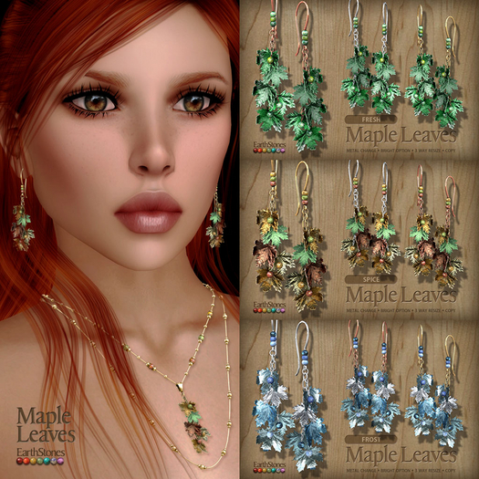 EarthStones Maple Leaves Earrings ~ Fatpack