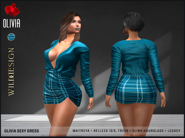 [Wild Design] OLIVIA SEXY DRESS-BLUE