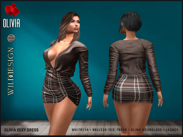 [Wild Design] OLIVIA SEXY DRESS-BROWN