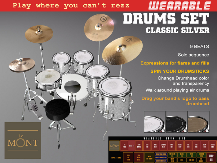 Wearable Drums Set Classic Silver