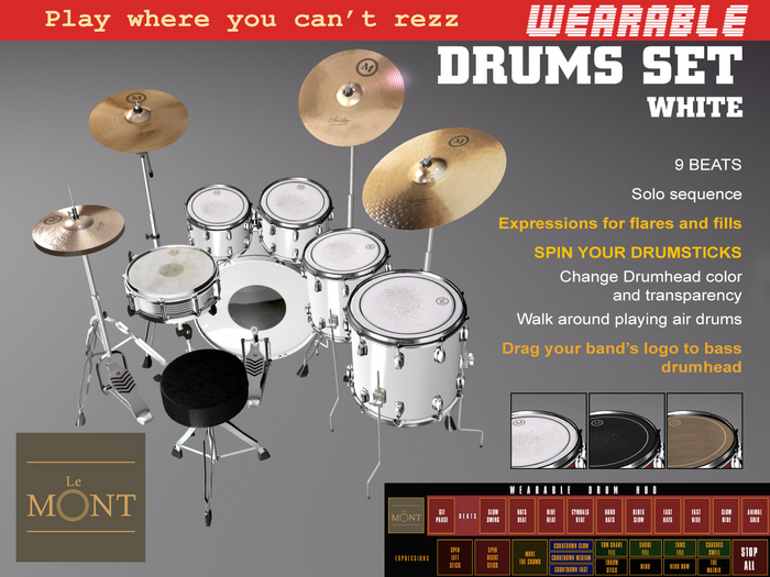 Wearable Drums Set White