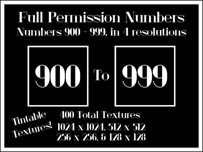 Numbers - London - 900-999 (W/B) - 400 Textures
