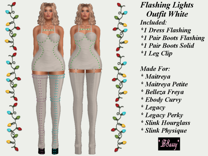 *BSASSY* FLASHING LIGHTS OUTFIT WHITE
