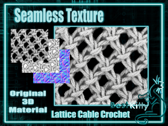 Best Kitty Seamless 3D Textures and Materials: Lattice Cable Crochet