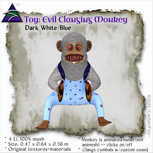 Second Life Marketplace - ~L/Fx~Evil Clanging Monkey Toy - white