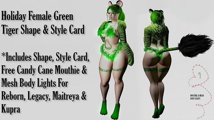Holiday Female Green Tiger Shape & Style Card { Holiday Deal }