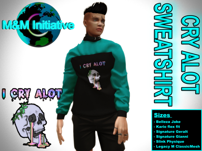 M&M Initiative - Delivery Hud - Cry Alot Sweatshirt M - Turq.