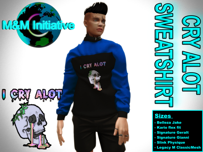 M&M Initiative - Delivery Hud - Cry Alot Sweatshirt M - Blue