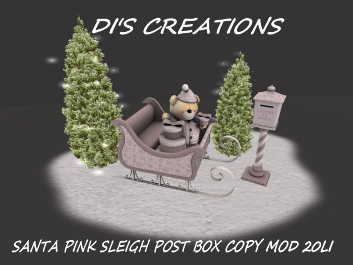 SANTA PINK SLEIGH POST BOX