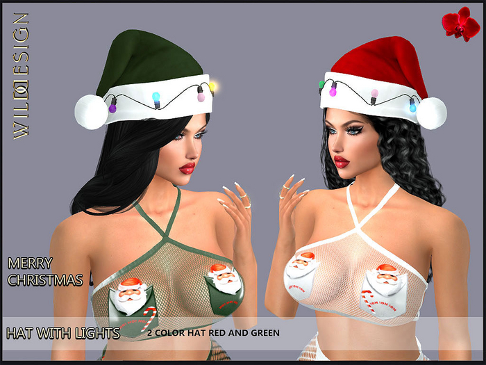 [Wild Design] Merry Christmas Hat Red and Green
