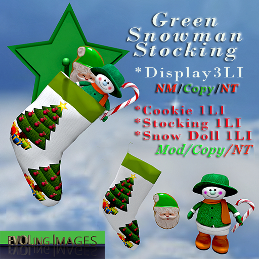 Green Snowman Christmas Stocking w Star R3 Giftable