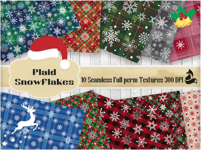 FF Plaid Snowflakes Seamless Textures