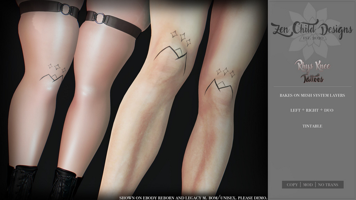 Zen Child Designs - Rhys Knee Tattoos