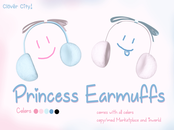 Second Life Marketplace [Clover City] Princess Earmuffs