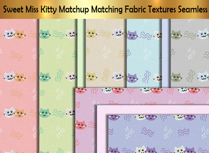 Sweet Miss Kitty Matchup Matching Fabric Textures Seamless