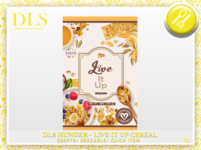 DLS Hunger 2.0 - Live It Up Cereal Box