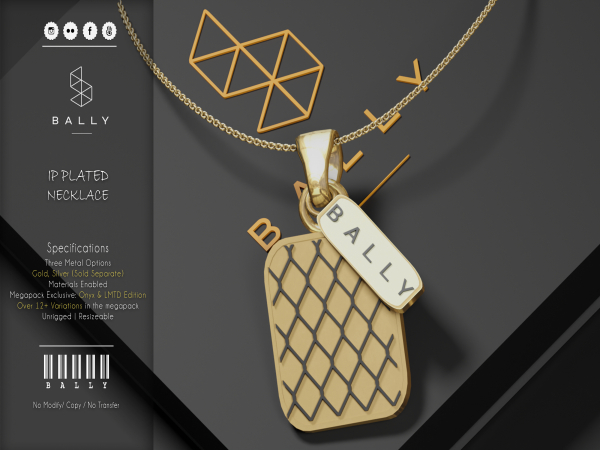 'BALLY' IP Plated Necklace Silver