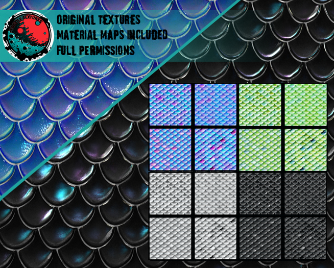 ::T:: Materials Texture: Mermaid Glitter & Gloss Kelpie e-h (30% off)