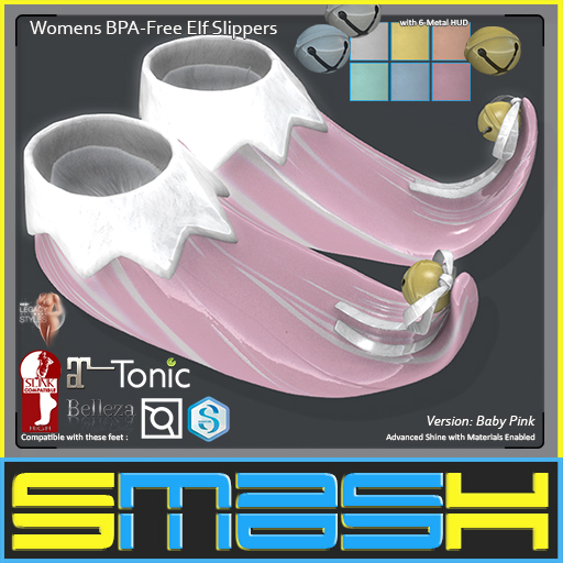 SMASH - Womens BPA-Free Elf Slippers (Baby Pink)