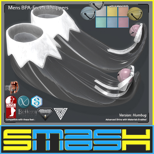 SMASH - Mens BPA-Free Elf Slippers (Humbug)