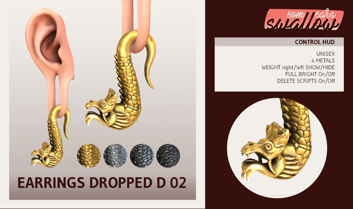 ^^Swallow^^ Earrings Dropped D02 (f/m)