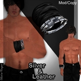 MEN_SILVER&LEATHER CUFF 2in1 @ Bad At Croquet