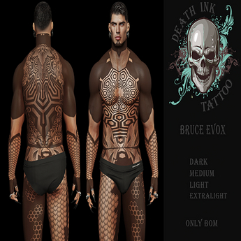 Second Life Marketplace - .::DEATH INK::.-BRUCE Evox Tattoo Wear to unpack