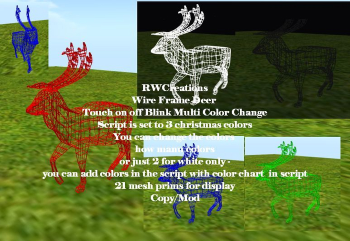 Wire Frame Christmas Deer Touch on off Blink Multi Color Change (boxed)