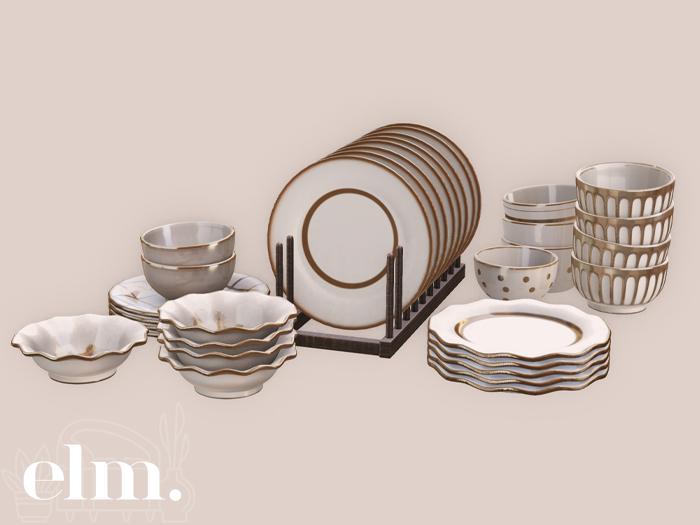 Elm. Laurel's Kitchen Plates [Gold]