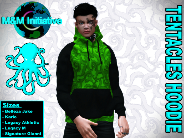 M&M Initiative - Delivery Hud - Tentacles Hoodie -Green