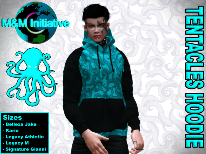 M&M Initiative - Delivery Hud - Tentacles Hoodie - Turquoise
