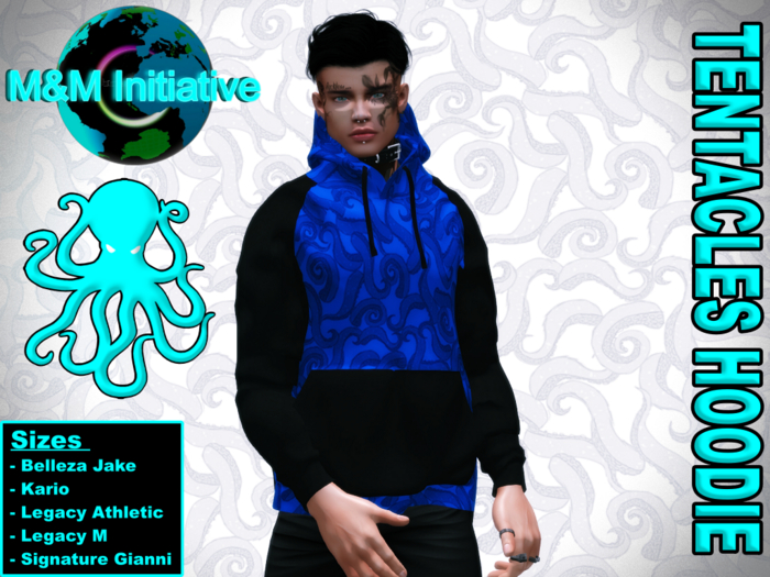 M&M Initiative - Delivery Hud - Tentacles Hoodie - Blue