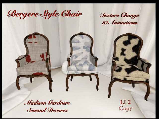 Bergere Style Chair-10 Animations- Texture Change