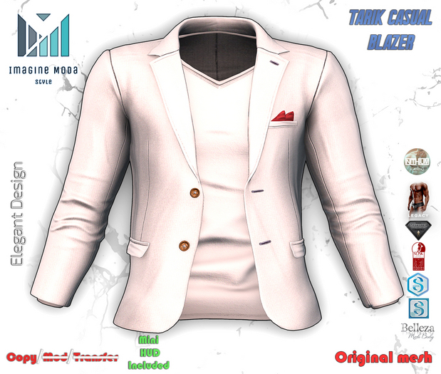Tarik Casual Blazer -White- Aesthetic, Gianni, Davis, Jake, Legacy, Kario, Slink -Imagine Moda-