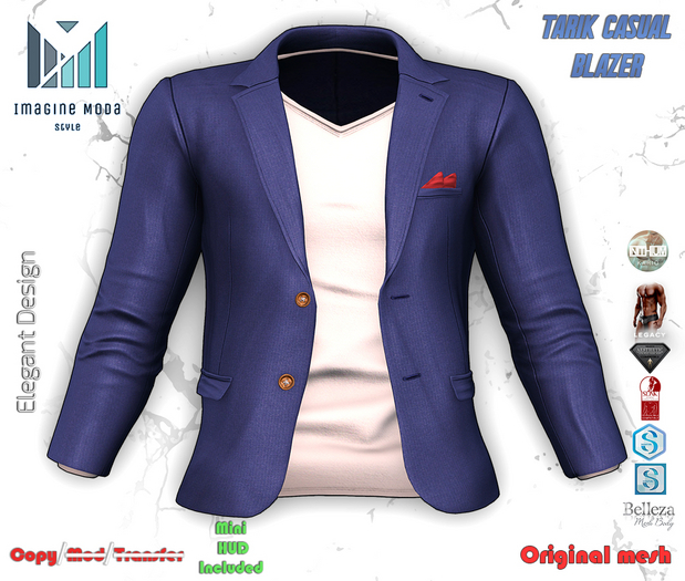 Tarik Casual Blazer -Blue- Aesthetic, Gianni, Davis, Jake, Legacy, Kario, Slink -Imagine Moda-
