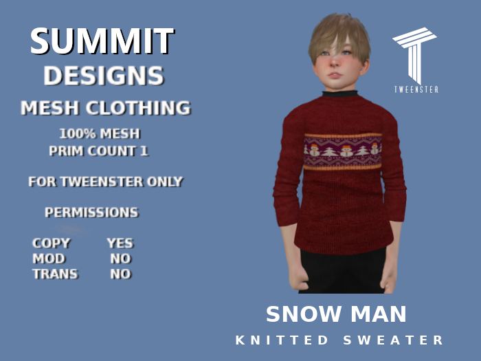 Summit Knitted Sweater Snow Man Red [Tweenster]