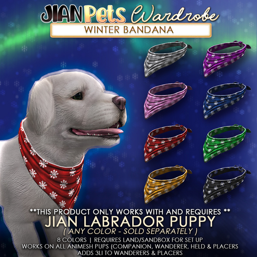 JIAN Pets Wardrobe / Lab Pup Winter Bandana