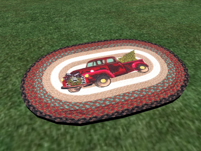 TM Oval Christmas Truck Rug