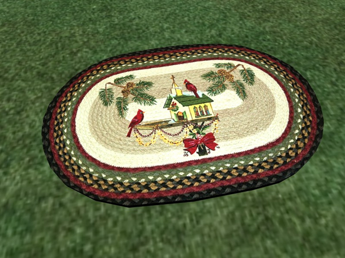 TM Oval Cardinals & Church Christmas Rug