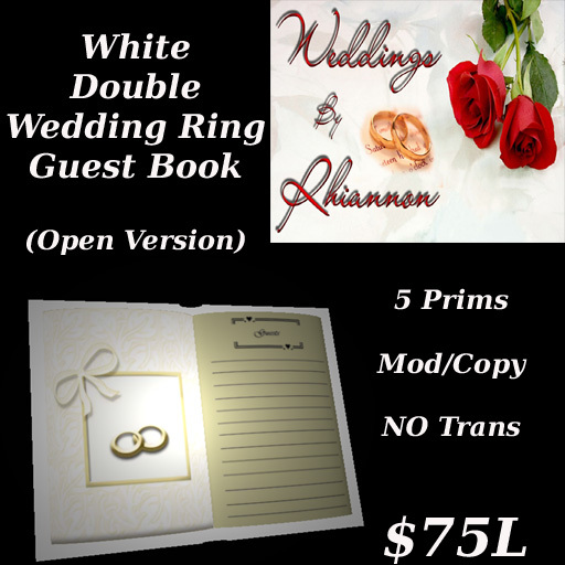 White Double Wedding Ring Open Guest Book