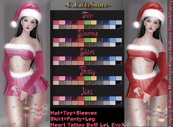 _C.EnTeStore_Complete Outfit Xmas Santa+Xmas Light Leg+Tattoo BoM_