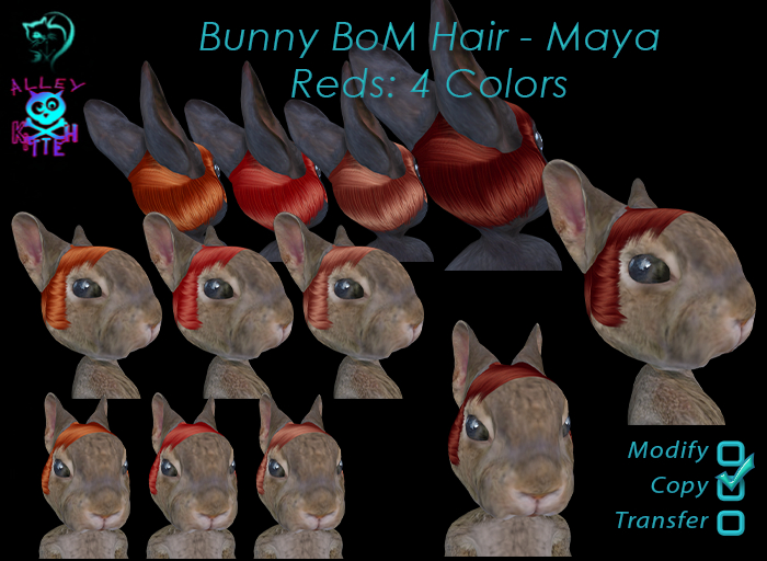 Dinkie Bunny BoM Hair - Maya. Reds
