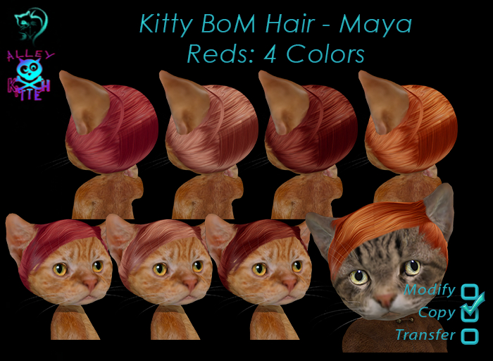 Dinkie Kitty BoM Hair - Maya. Reds
