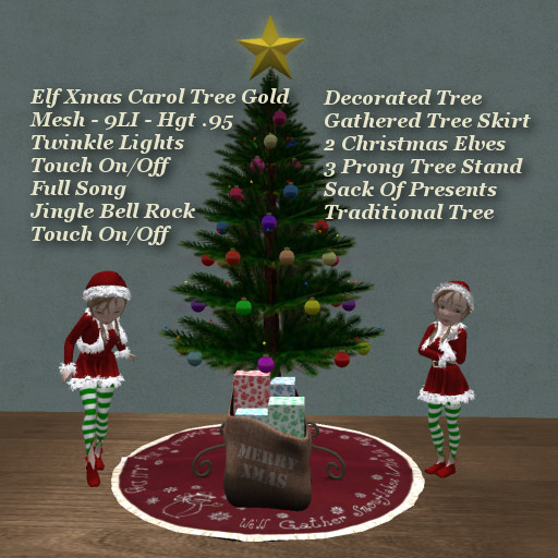 Elf Xmas Carol Tree Gold